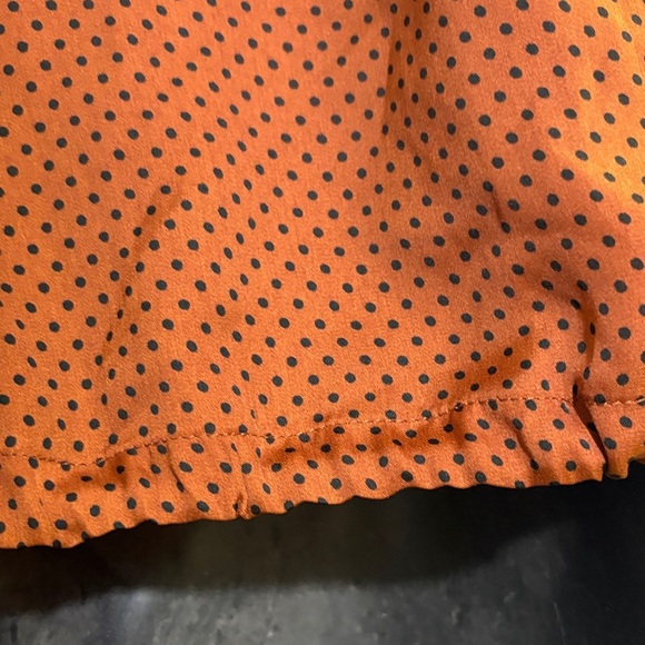 Suzy Shier silky Brown and black Polka Dot Button Down Shirt, size Xl - Picture 10 of 10